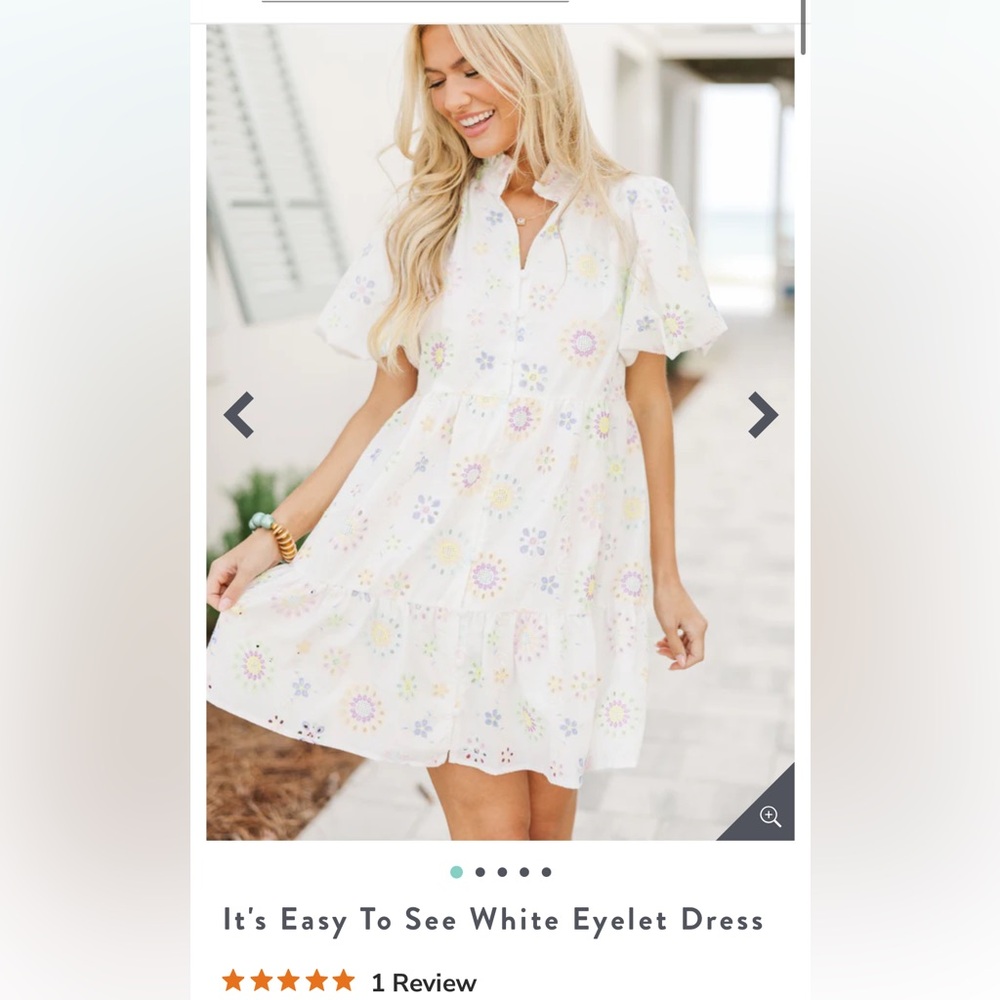 Lovelo white eyelet dress with floral pattern NWT